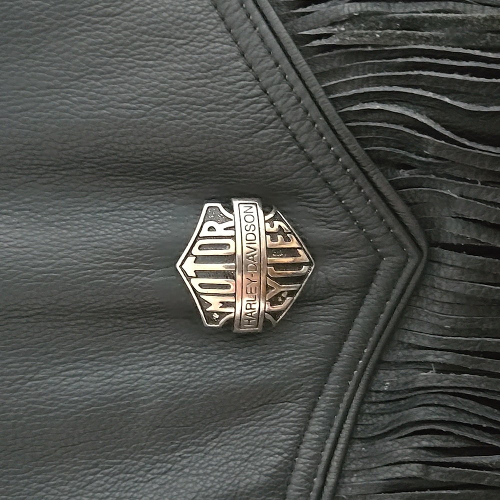 Harley-Davidson Black Leather Jacket with Fringe - Picture 9 of 9